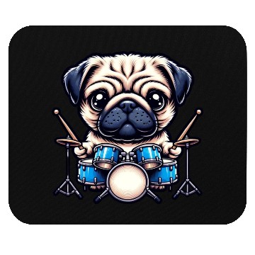 Discover Cool Pug Drummer Puppy Beats Design Mouse Pads