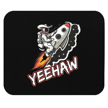 Discover Space Cowboy Riding a Rocket with Yeehaw Slogan Mouse Pads