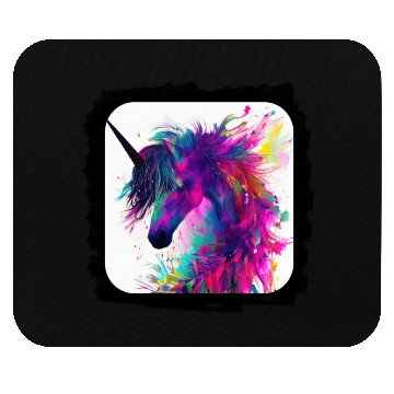 Discover Colorful splatters unicorn Mouse Pads