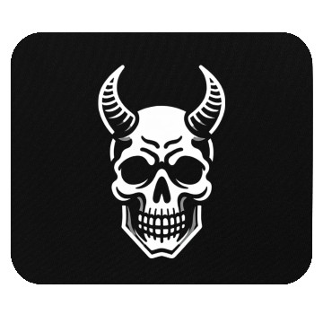 Discover Ivory Ascendance: White Horned Skull Mouse Pads