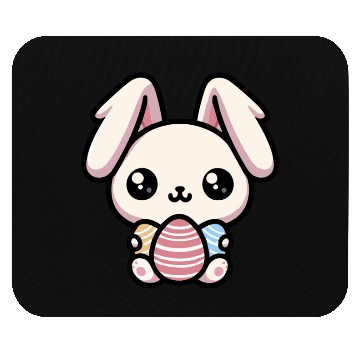 Discover Cute Kawaii chibi Easter Bunny With Eggs Mouse Pads
