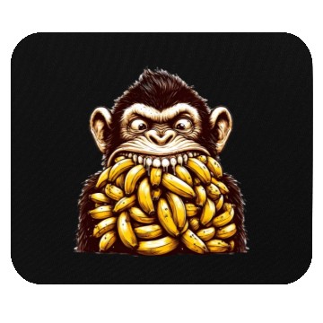 Discover Monkey with Mouth Full of Bananas Mouse Pads