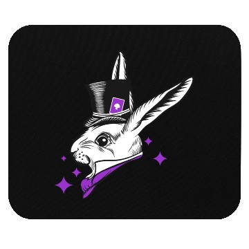 Discover white rabbit head with top hat Mouse Pads