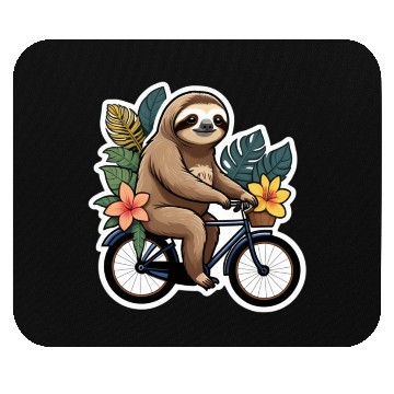 Discover Laid-back Sloth: Serene Bicycle Stroll Mouse Pads