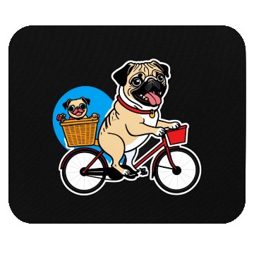 Discover Comical Pug: Effortful Bike Ride Mouse Pads