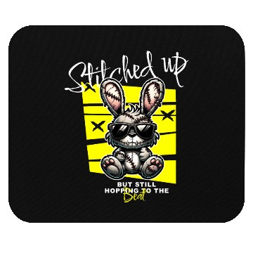 Discover Stitched Up Cool Bunny with Sunglasses Mouse Pads