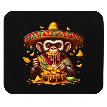 Discover Cinco de Mayo monkey with nachos Mouse Pads