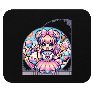 Discover Kawaii Anime Girl's Ice Cream Paradise Sweet Mouse Pads