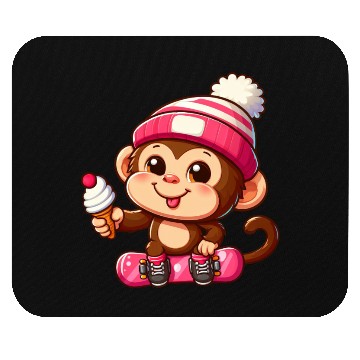 Discover Chimpanzee Snowboarder Winter Action Mouse Pads