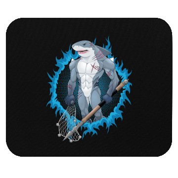 Discover Shark Mutant With Blue Fire Background Mouse Pads