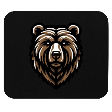 Discover Brown Grizzly Bear Head Design Mouse Pads