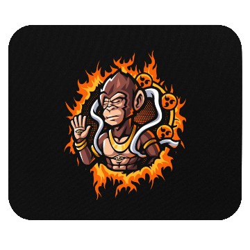 Discover Goddes Ape With Halftone Fire Background Mouse Pads