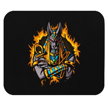 Discover Anubis God With Halftone Gold Fire Mouse Pads