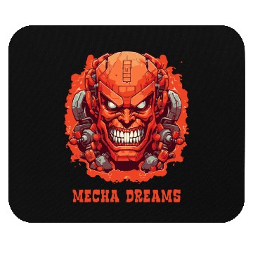 Discover MECHA DREAMS: Angry Cyborg Robot Face Mouse Pads
