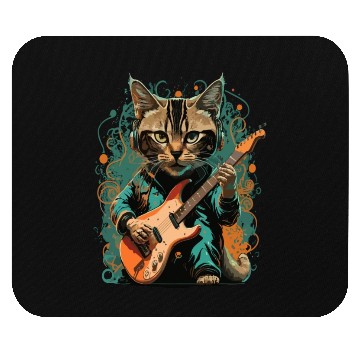 Discover Cat playing a guitar Mouse Pads