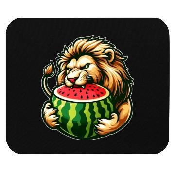 Discover Lion Enjoying a Juicy Watermelon Mouse Pads