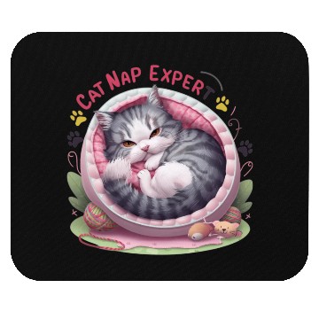 Discover Cat Nap Expert - Funny Cat Outfit! Mouse Pads