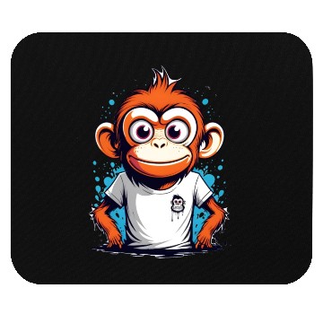 Discover cute monkey illustration animal cartoon character Mouse Pads