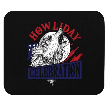 Discover Wolf 4th of July American Flag Howling Wolves Mouse Pads