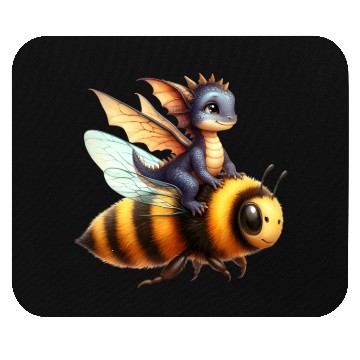 Discover Fun Baby Dragon Riding a Bumble Bee Mouse Pads