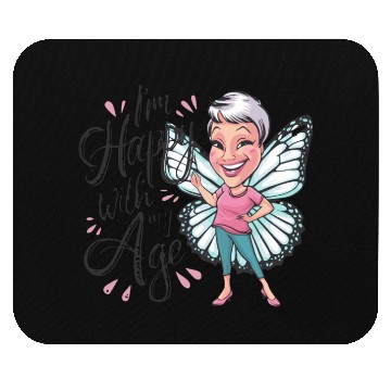 Discover white mother butterfly I'm happy with my age Mouse Pads