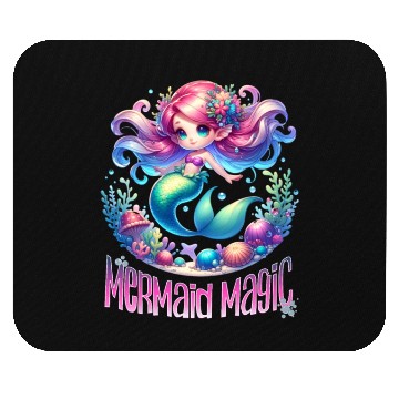 Discover Cute Mermaid Magic Graphic, Colorful Ocean Fantasy Mouse Pads