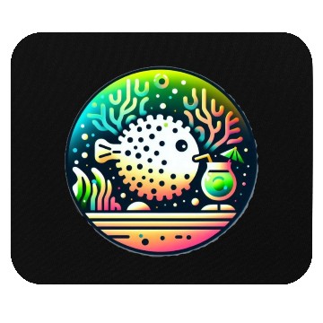 Discover Drunk Puffer Fish Mouse Pads