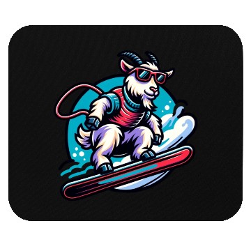 Discover Goat Snowboarder Winter Adventure Design Mouse Pads