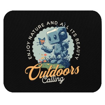 Discover Robotic Nature Lover - Outdoor Adventure Graphic Mouse Pads