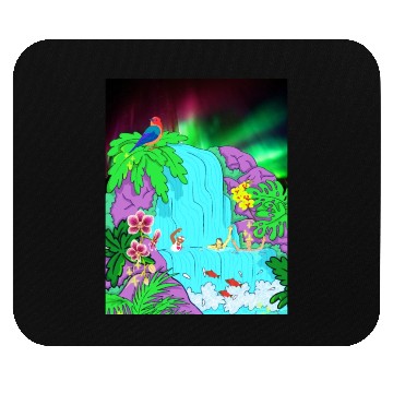 Discover Northern Lights Waterfall Serenity with Swimmers Mouse Pads