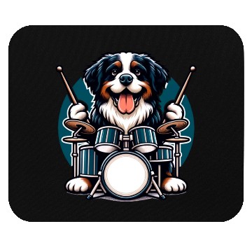 Discover Cool Bernese Mountain Dog Drummer Design Mouse Pads