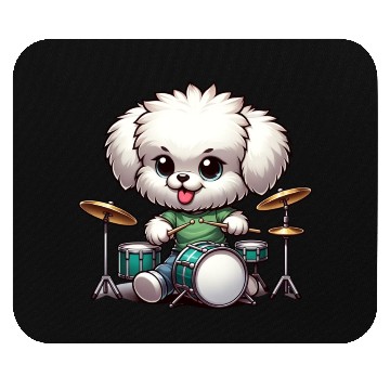 Discover Cool Bolonka Puppy Drummer Design Mouse Pads