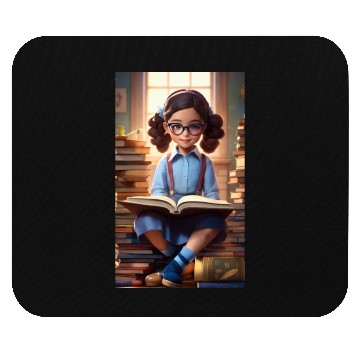 Discover A sweet 5 year old girl wearing a light blue butto Mouse Pads