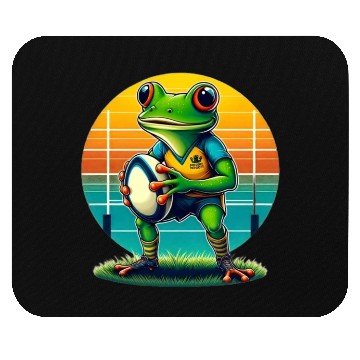 Discover Funky Frog Playing Rugby Mouse Pads
