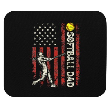 Discover Softball Dad US Flag Gifts For Dad Men Patriotic Mouse Pads