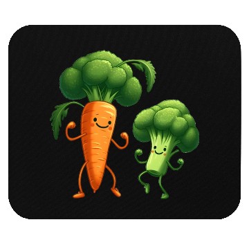 Discover Carrot Dancing with Broccoli Mouse Pads