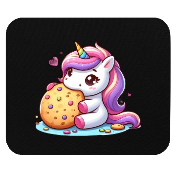 Discover Unicorn Enjoying a Cookie Mouse Pads