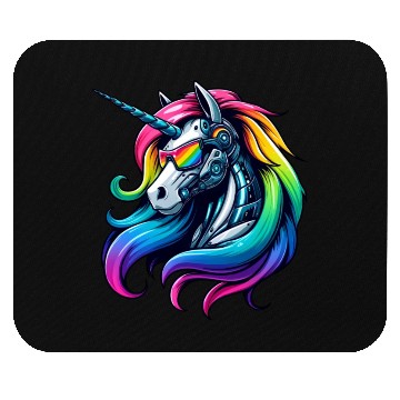 Discover Cool Cyborg Unicorn Rainbow Mouse Pads