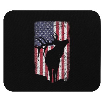 Discover Elk Hunting Bugling Bull US Flag American Mouse Pads