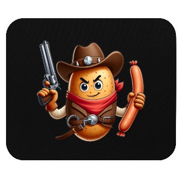 Discover Cowboy potato with sausage gun Mouse Pads