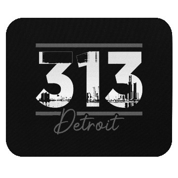 Discover Detroit 313 Area Code Skyline Michigan Mouse Pads