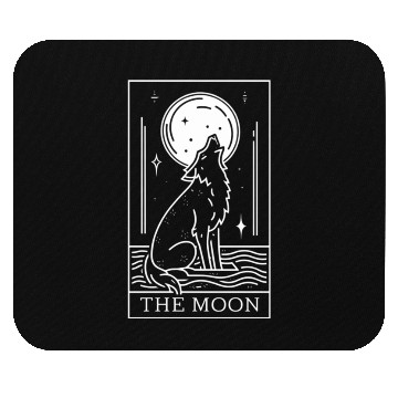 Discover Tarot Card The Moon and Wolf Mouse Pads