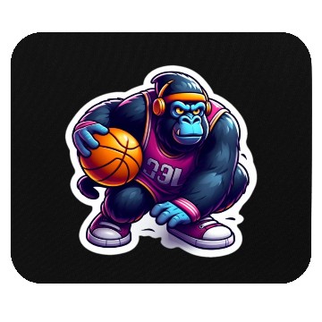 Discover Cool Funky Gorilla Slammin' Basketball Mouse Pads