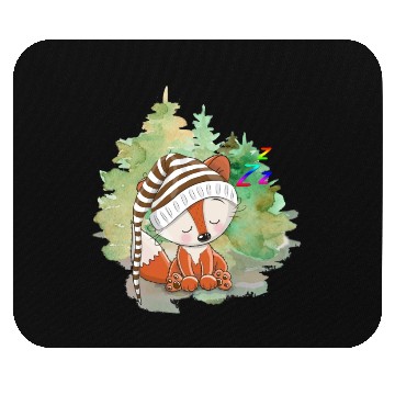 Discover Pilot Fox Sitting On Grass With Tree Forest Mouse Pads