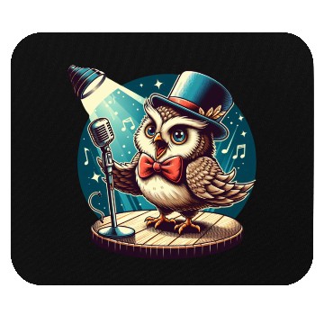 Discover Cute Owl With A Hat Singing Karaoke Mouse Pads