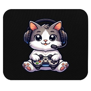 Discover Cute Gaming Cat Playing Console Video Game Mouse Pads