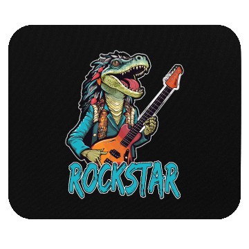 Discover Rockstar Reptile Musician with Electric Guitar Mouse Pads