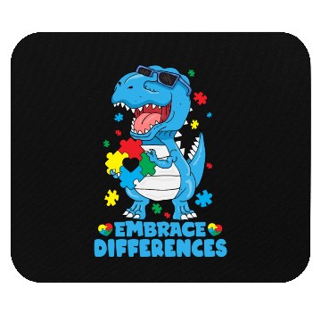 Discover Embrace Differences T Rex Dinosaur Autism Awarenes Mouse Pads