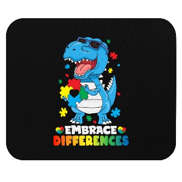 Discover Embrace Differences T Rex Dinosaur Autism Awarenes Mouse Pads