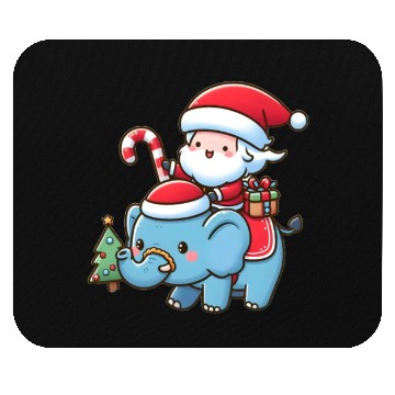 Discover Cute Santa Claus on elephant Mouse Pads
